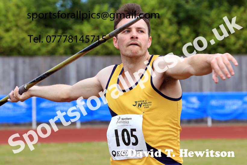 Senior Mens javelin 2024 Northern Senior and Under-20s Track and Field Champs, Middlesbrough.  Photo: David T. Hewitson/Sports for All Pics